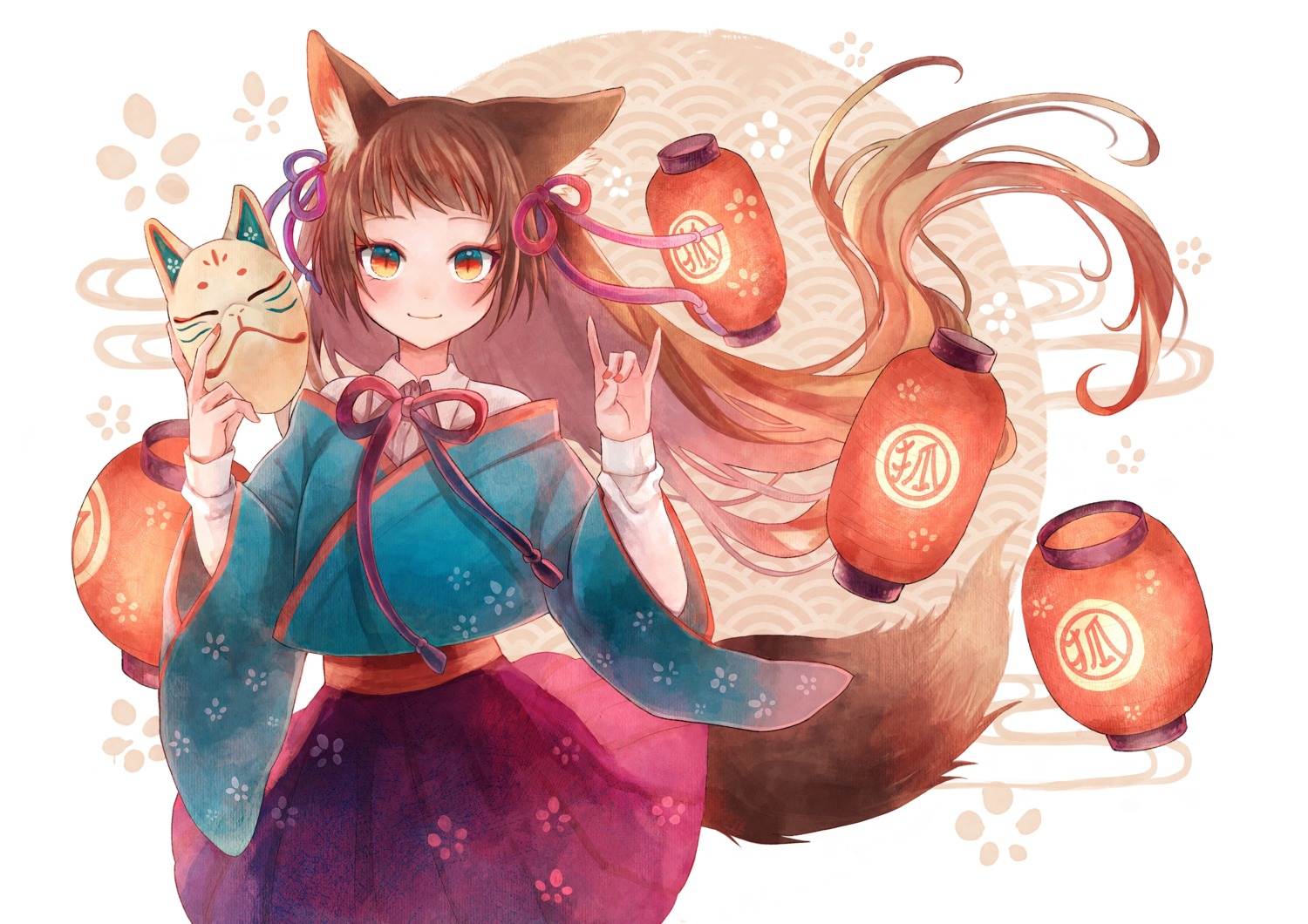 animal_ears japanese_clothes kitsune sanshichi_fu tail