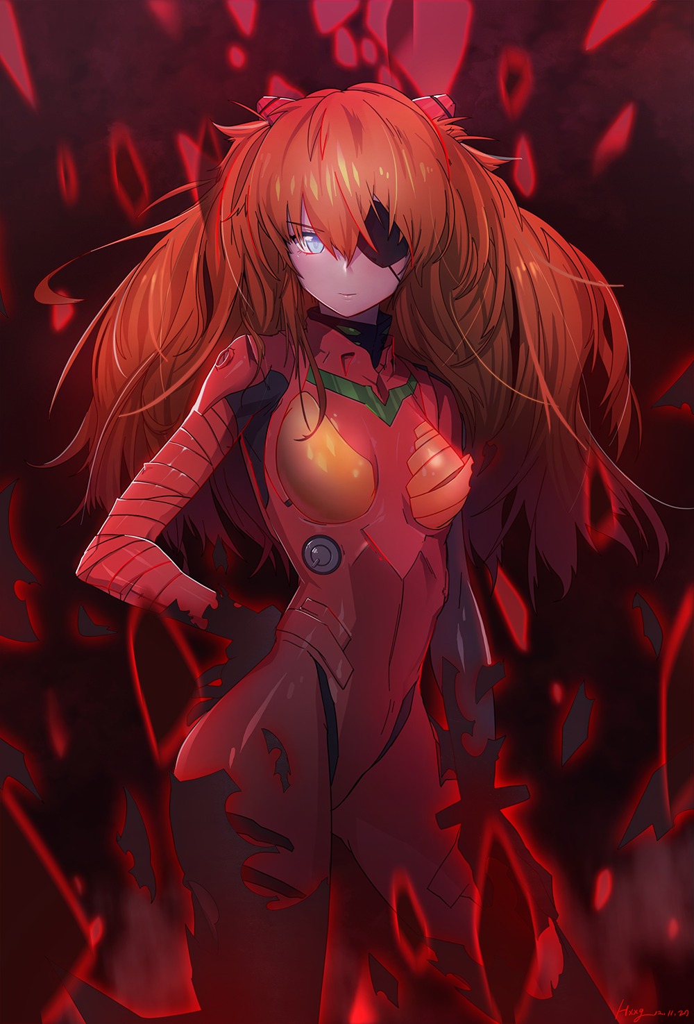 bodysuit eyepatch hong neon_genesis_evangelion souryuu_asuka_langley