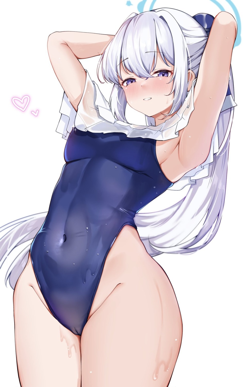 blue_archive calin cameltoe halo loli see_through swimsuits tsukiyuki_miyako wet wet_clothes