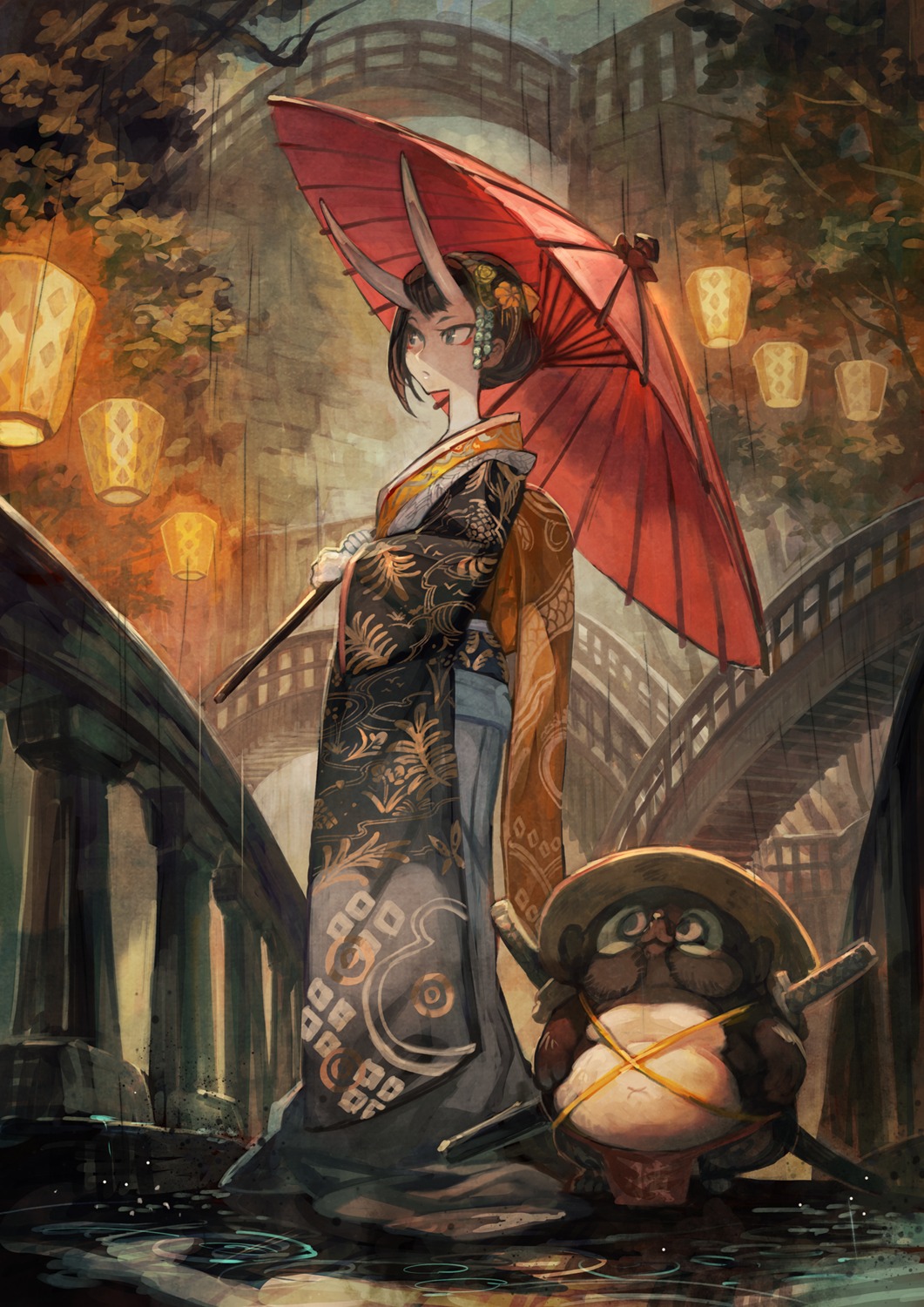 horns kimono lack sword umbrella