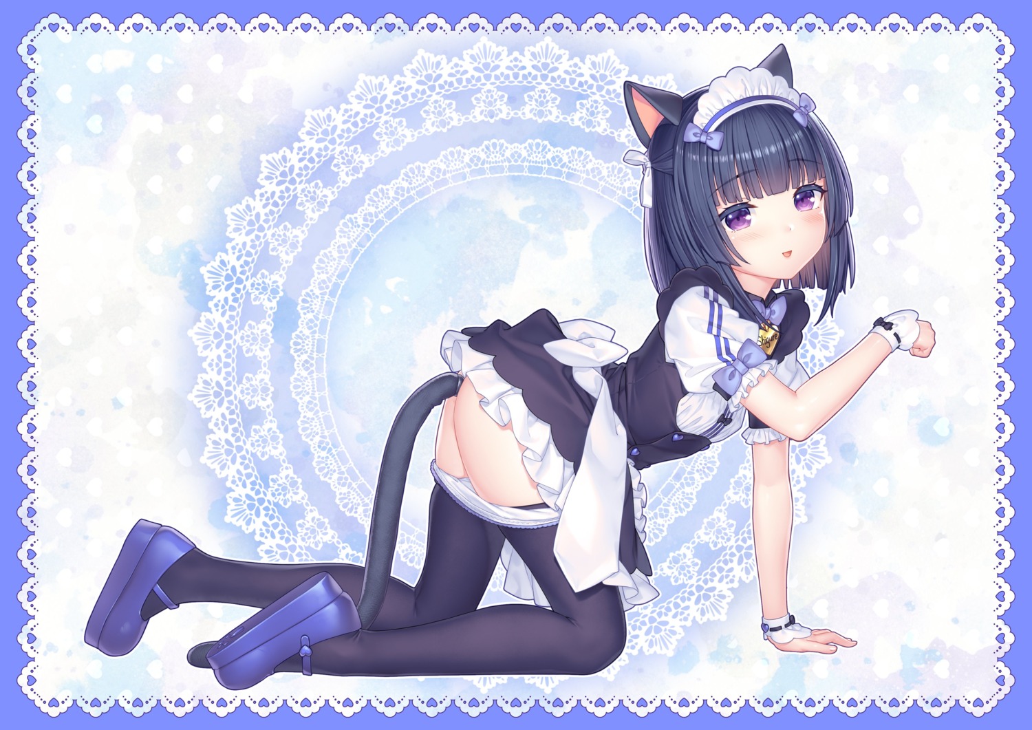 anal animal_ears loli maid minaduki_shigure neko_works nekomimi nekopara pantsu panty_pull sayori skirt_lift tail thighhighs waitress