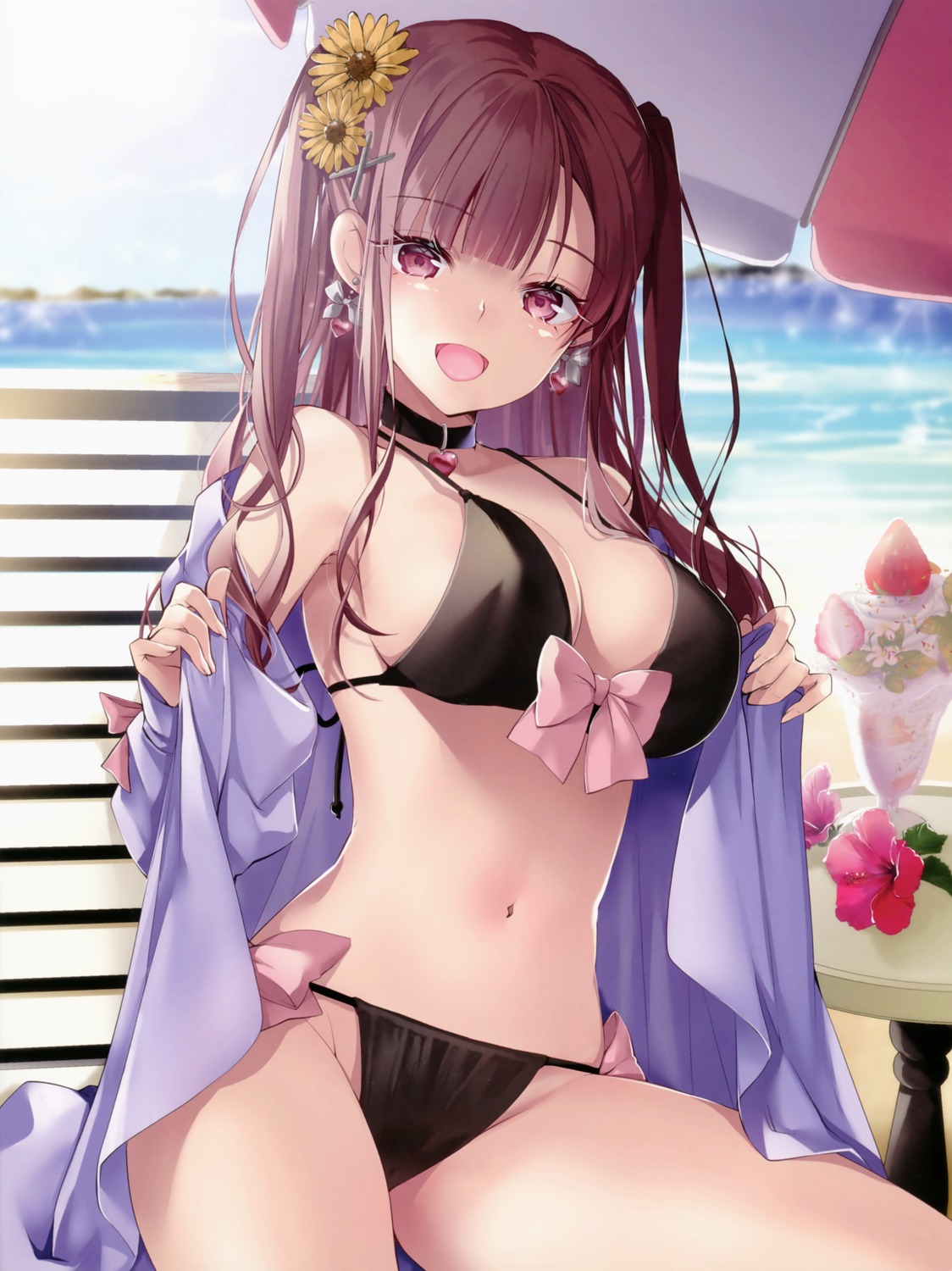 akatsuki_hijiri bikini detexted open_shirt swimsuits undressing