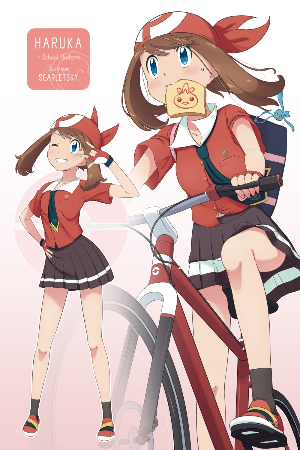 haruka_(pokemon) pokemon pokemon_oras pokemon_rse scarletsky seifuku skirt_lift