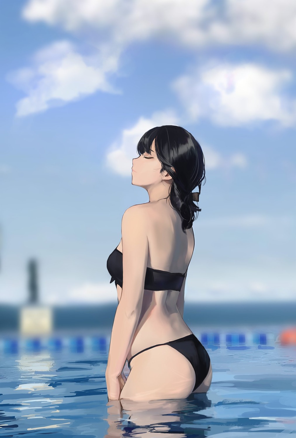 ass bikini hiki_niito swimsuits wet