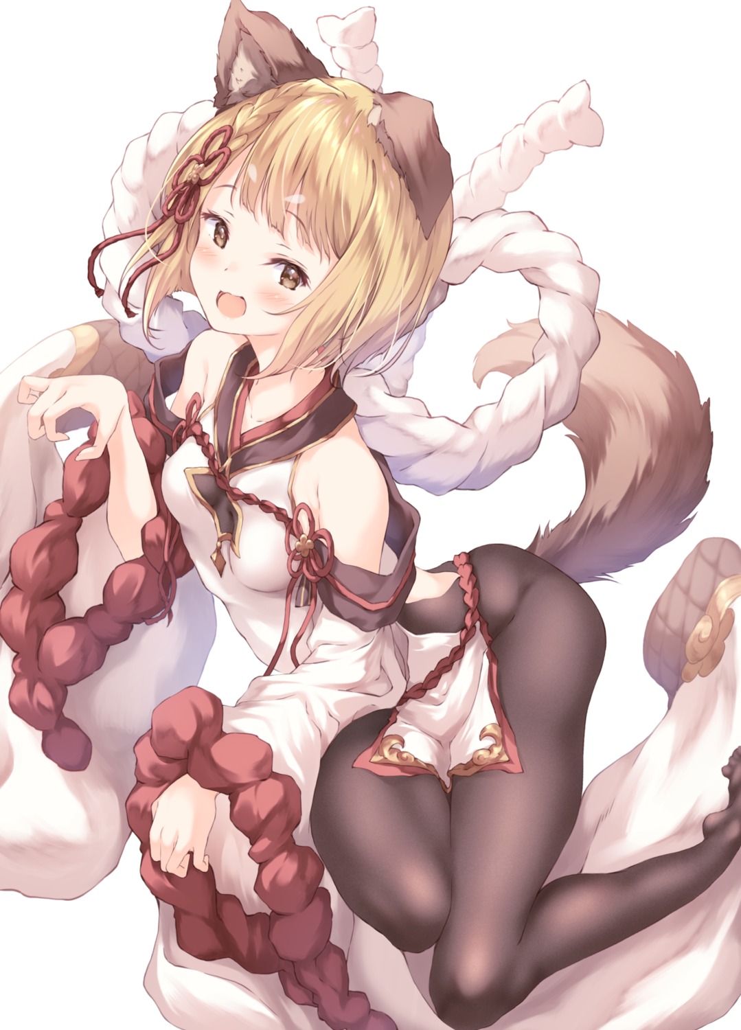 animal_ears granblue_fantasy inumimi japanese_clothes pantyhose tail ukiwakisen vajra_(granblue_fantasy)