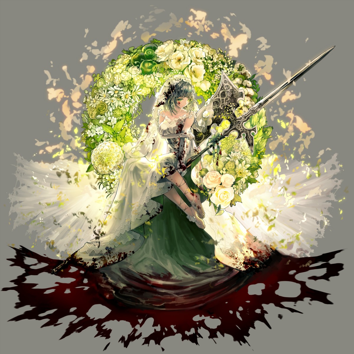 blood dress ukai_saki weapon