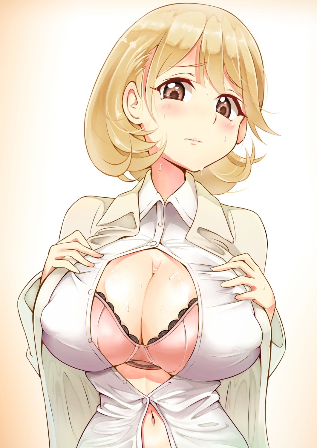 bra breast_grab cleavage erect_nipples narusawa_ryouka occultic;nine open_shirt seifuku togin undressing wet