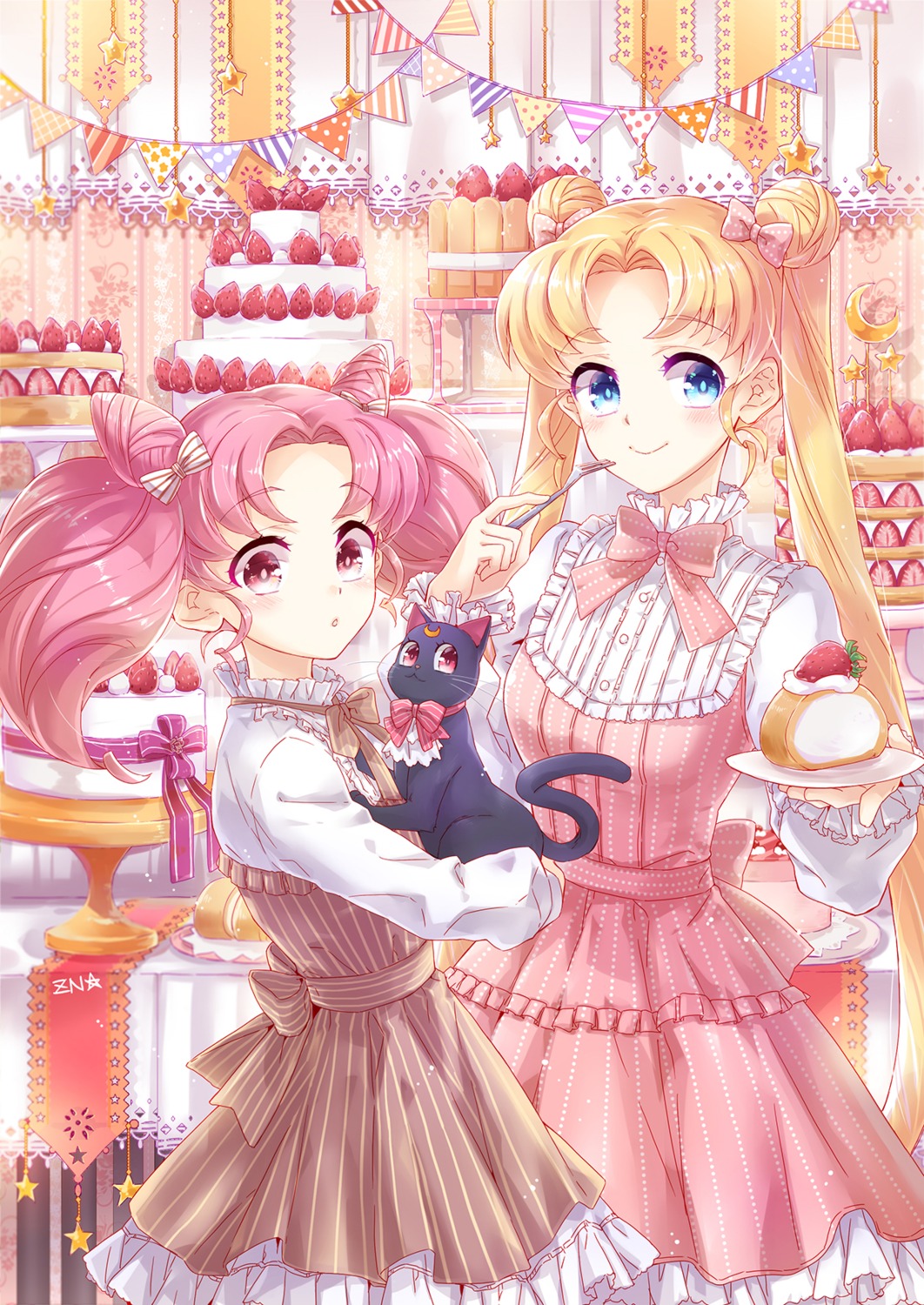 bishoujo_senshi_sailor_moon chibiusa dress luna_(sailor_moon) neko tsukino_usagi zenyu