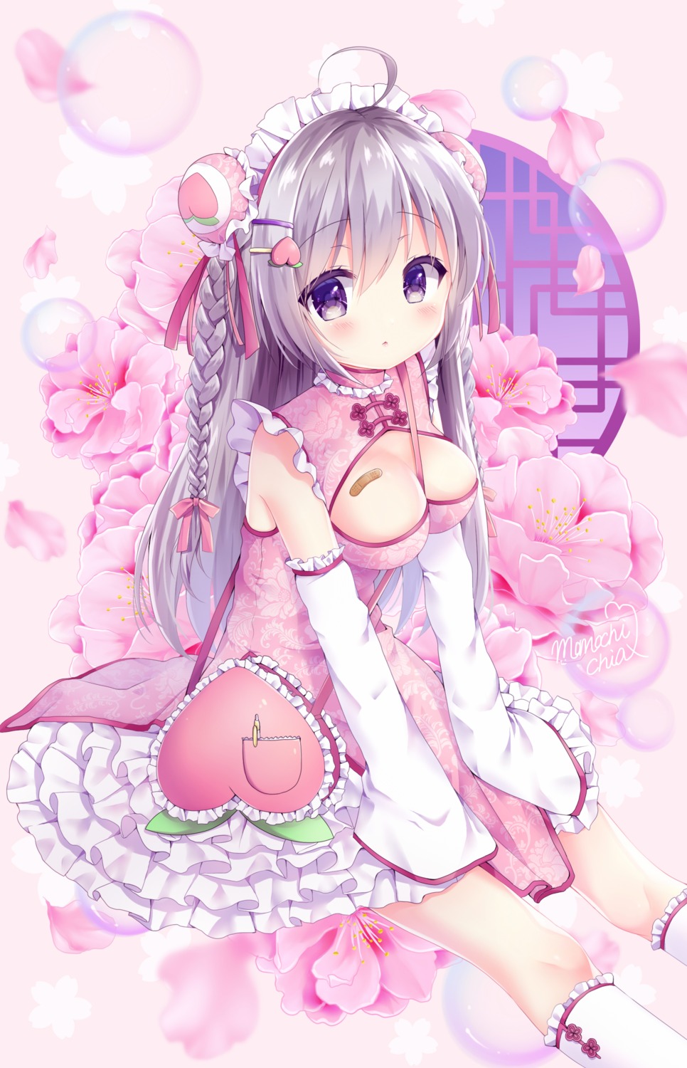 asian_clothes bandaid chinadress momochi_chia no_bra