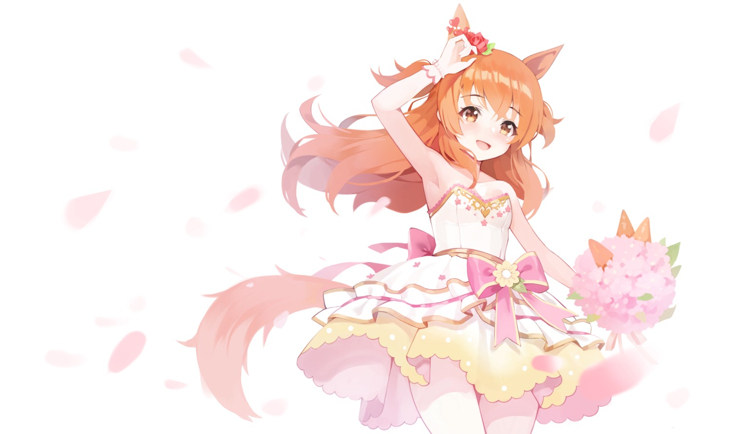 animal_ears dress mayano_top_gun_(umamusume) pinki_o64 skirt_lift tail uma_musume_pretty_derby