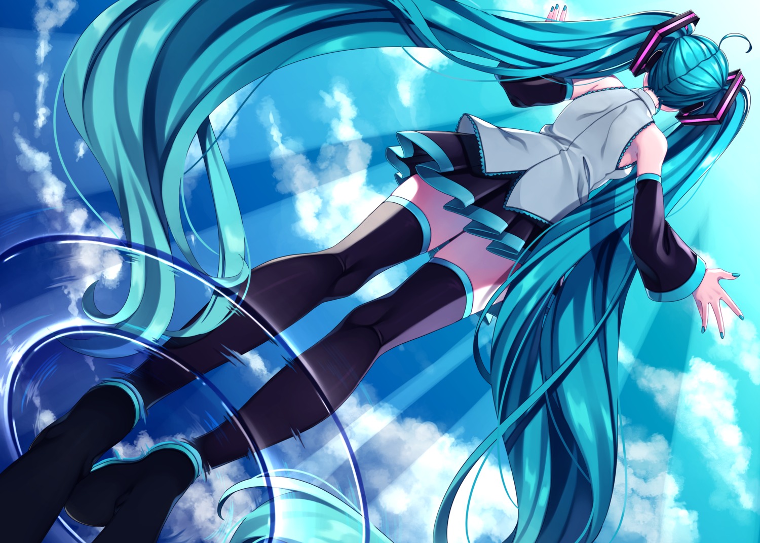 hatsune_miku headphones inu8neko thighhighs vocaloid