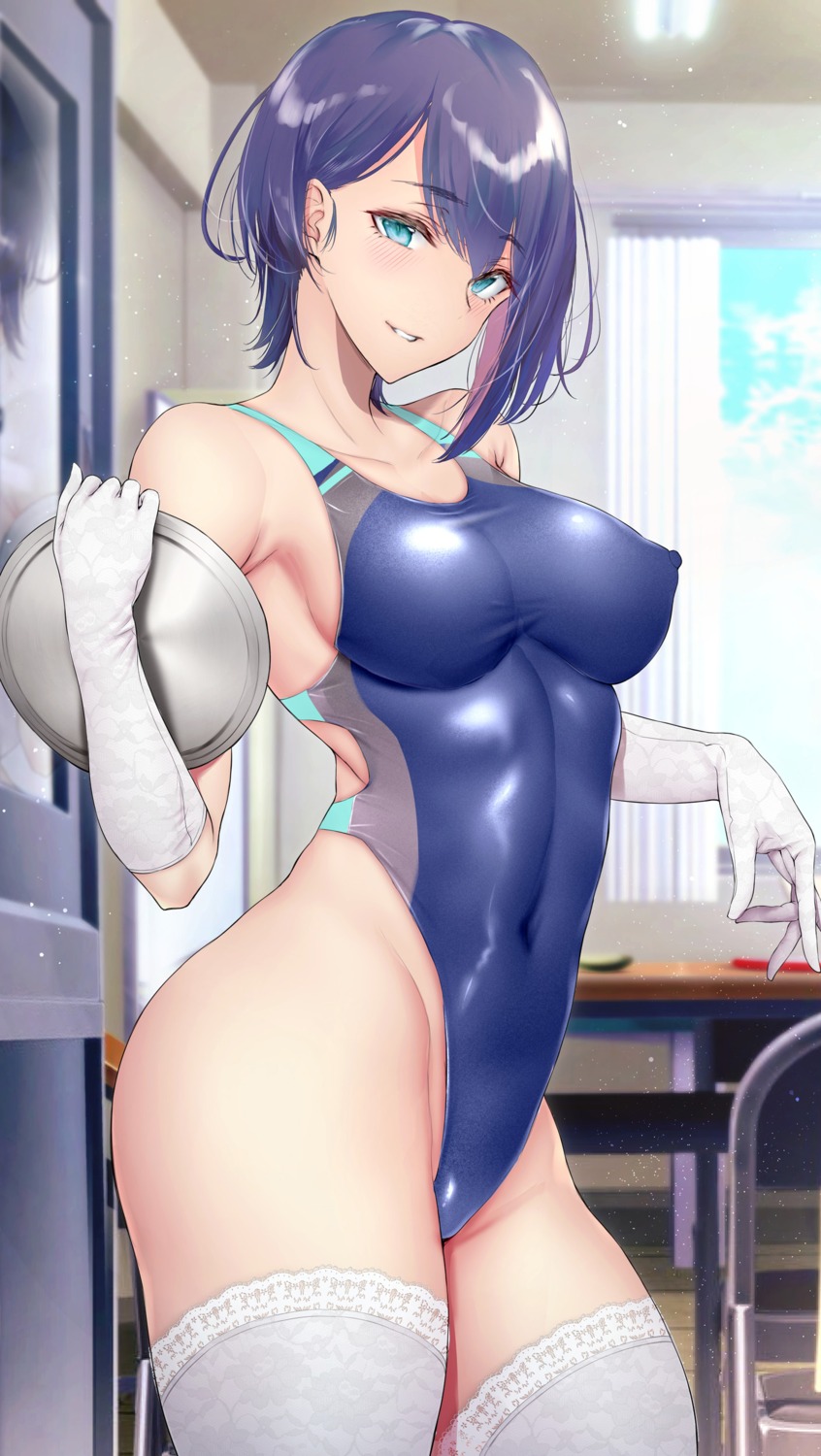 erect_nipples gentsuki swimsuits thighhighs waitress