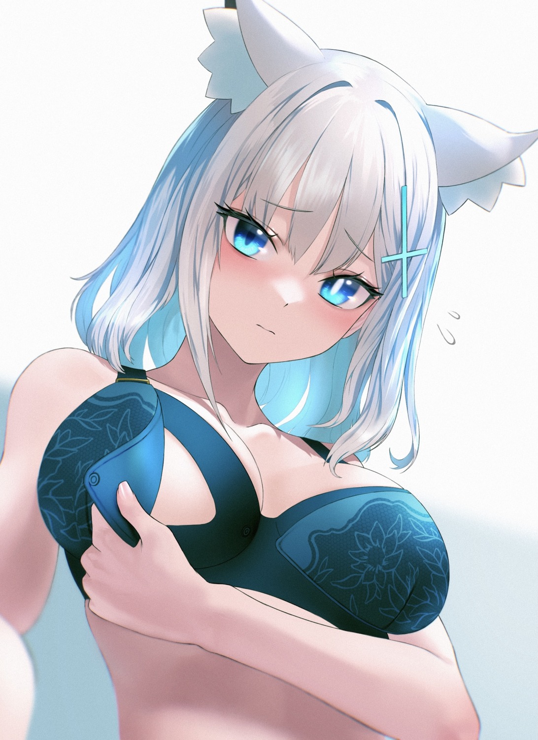 animal_ears blue_archive bra kazane-wind nekomimi sunaookami_shiroko undressing