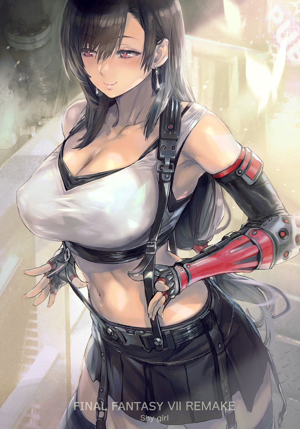 cleavage erect_nipples final_fantasy final_fantasy_vii maeshima_shigeki thighhighs tifa_lockhart