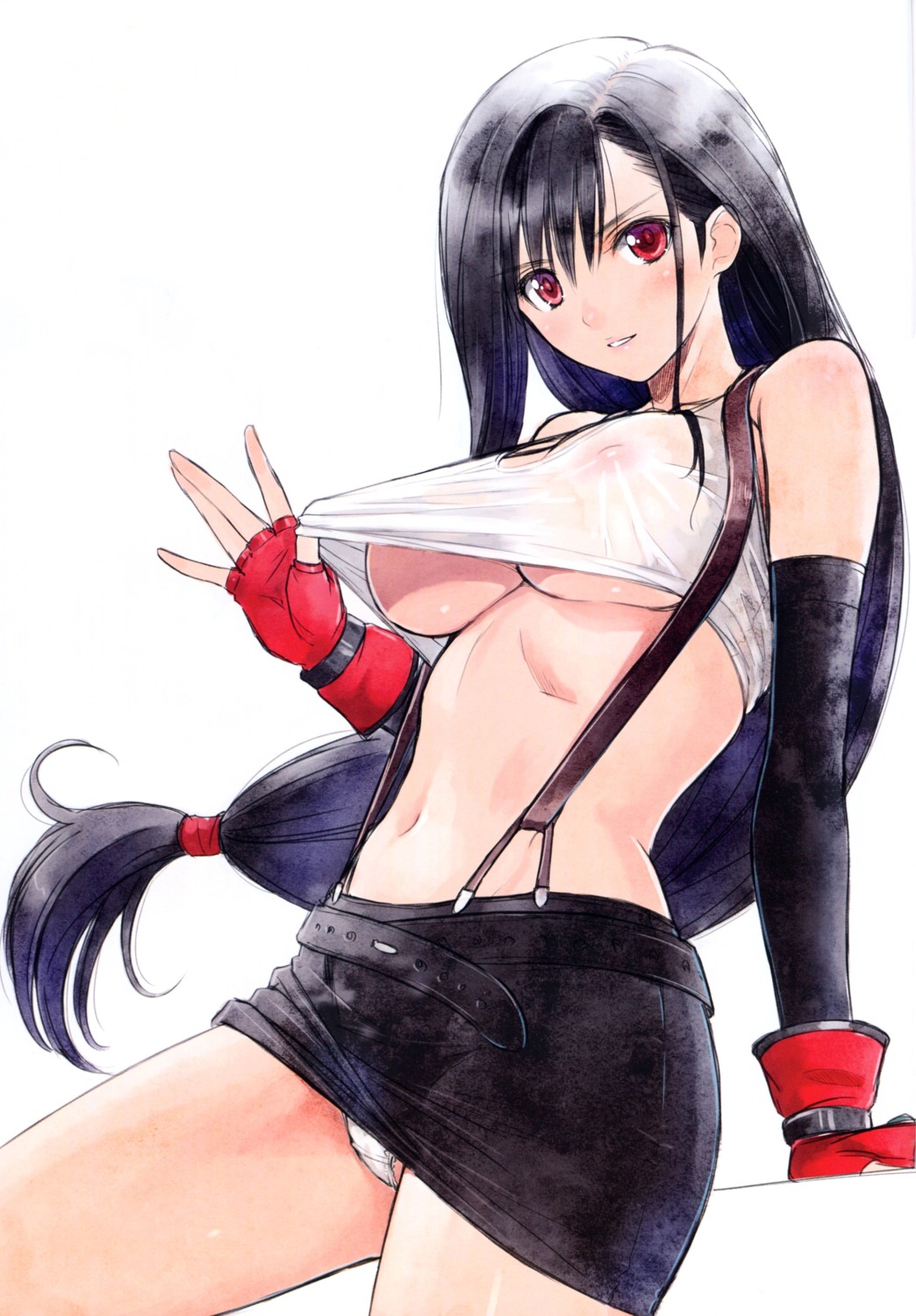 areola cameltoe erect_nipples final_fantasy final_fantasy_vii no_bra pantsu see_through shirt_lift skirt_lift tifa_lockhart tony_taka