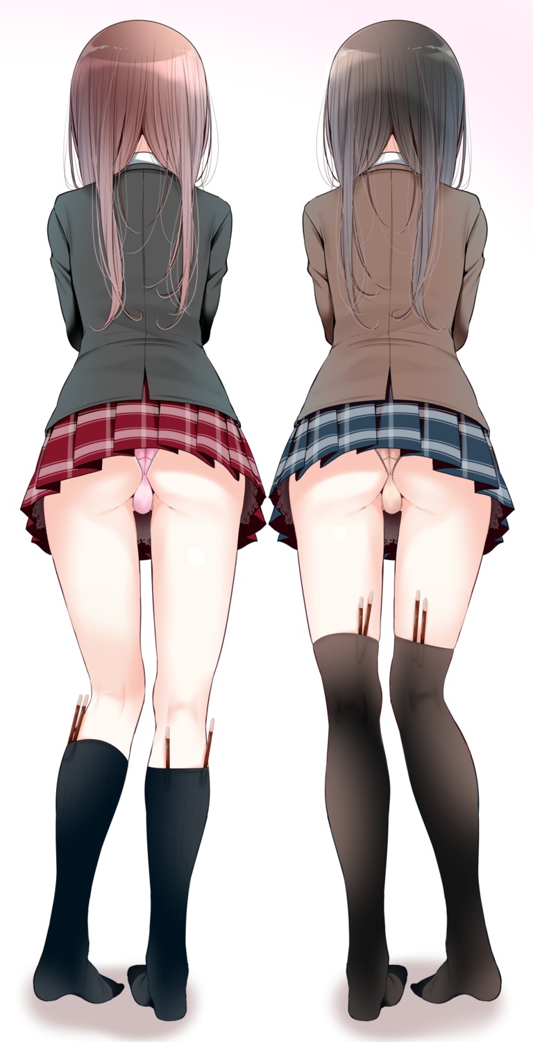 ass cameltoe oouso pantsu seifuku thighhighs uniform