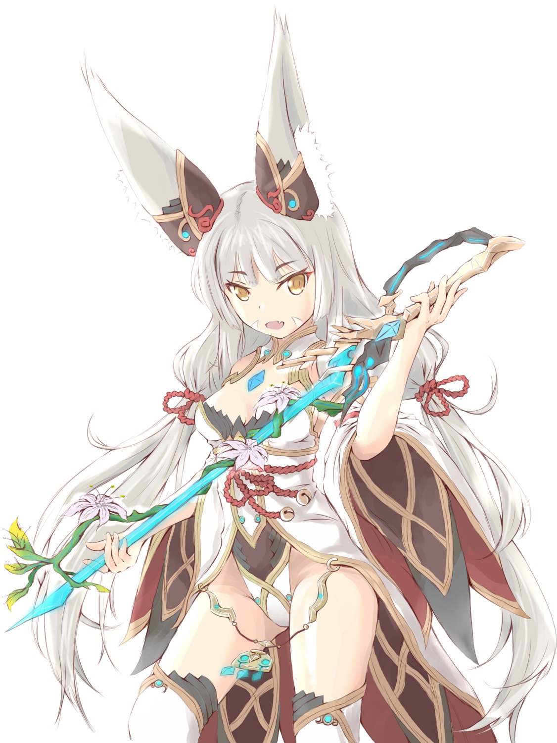 animal_ears cleavage kwan_chung leotard niyah niyah_(blade) thighhighs weapon xenoblade_(series) xenoblade_2