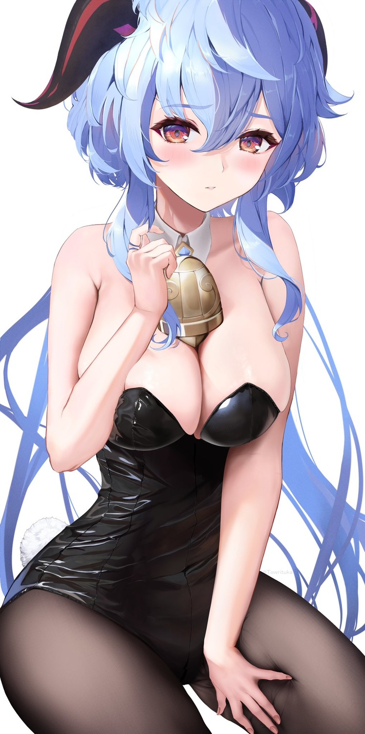 bunny_girl ganyu genshin_impact horns no_bra pantyhose towrituka