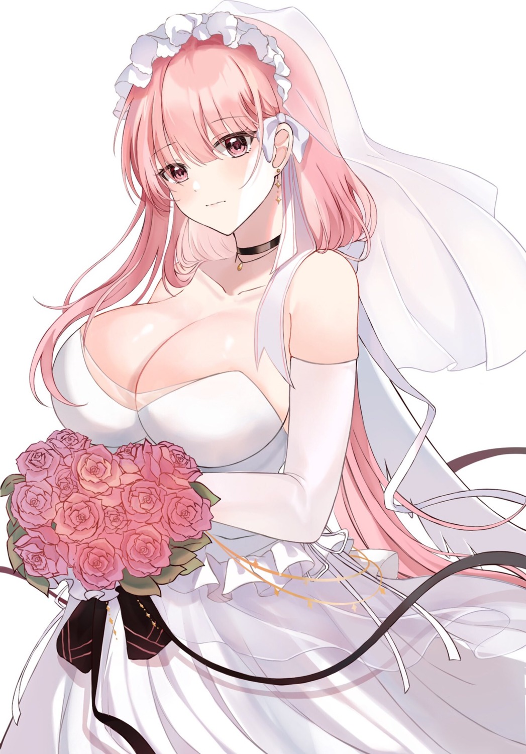 azur_lane cleavage dress ki-san no_bra perseus_(azur_lane) see_through wedding_dress