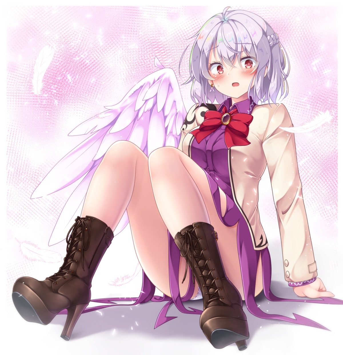 aka_tawashi heels pantsu skirt_lift touhou wings