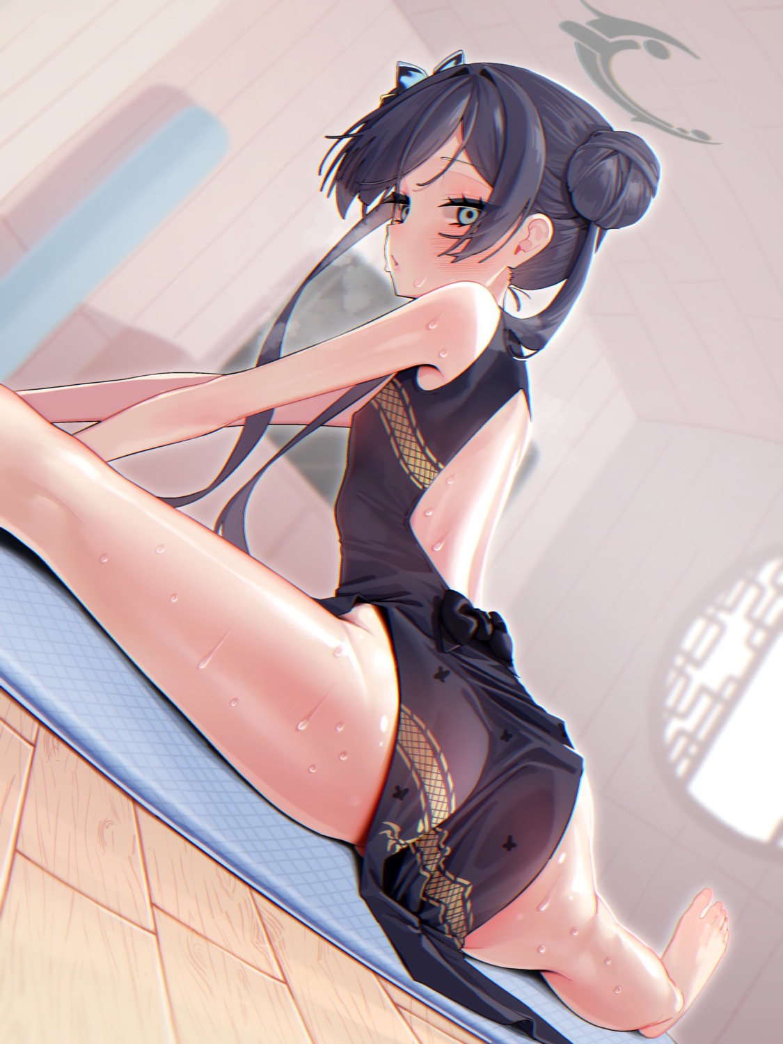 agnam_ore artist_revision ass blue_archive chinadress halo loli no_bra nopan ryuuge_kisaki wet