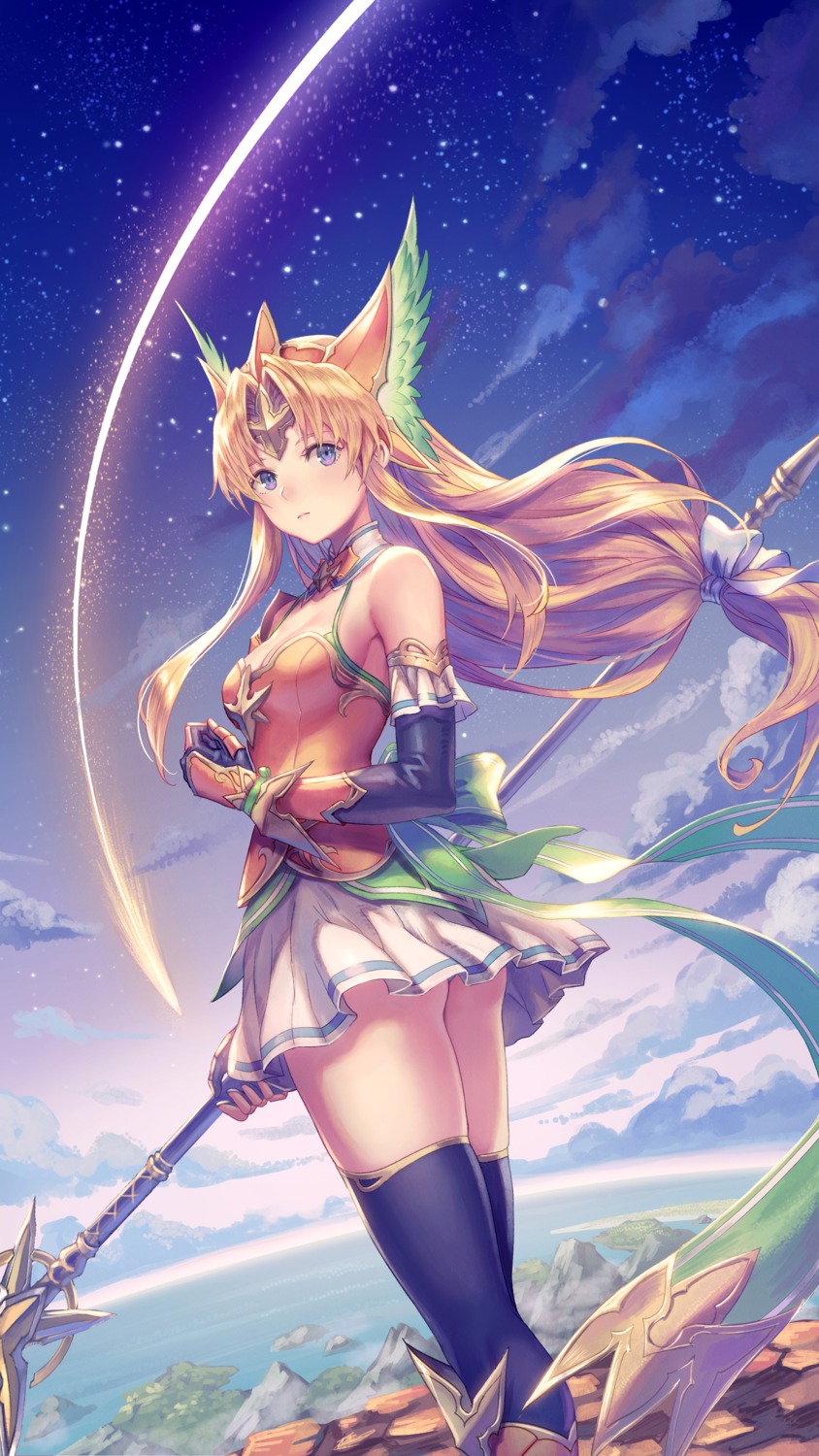 anbe_yoshirou ass cleavage riesz seiken_densetsu seiken_densetsu_3 skirt_lift thighhighs weapon