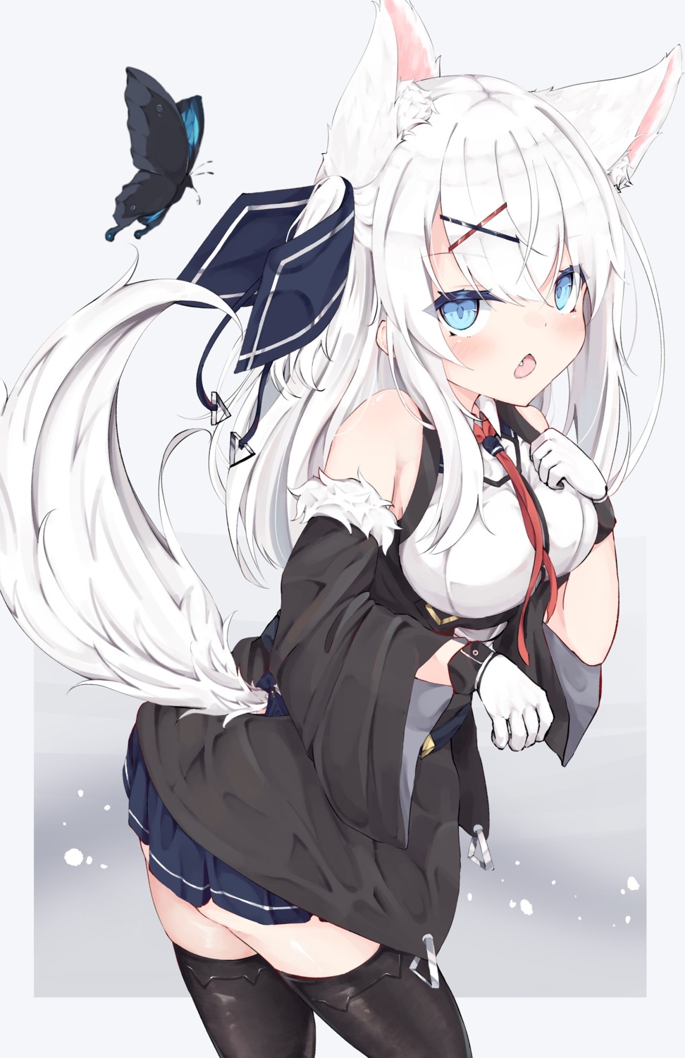 animal_ears konagi_(konachi_e) seifuku skirt_lift tail thighhighs