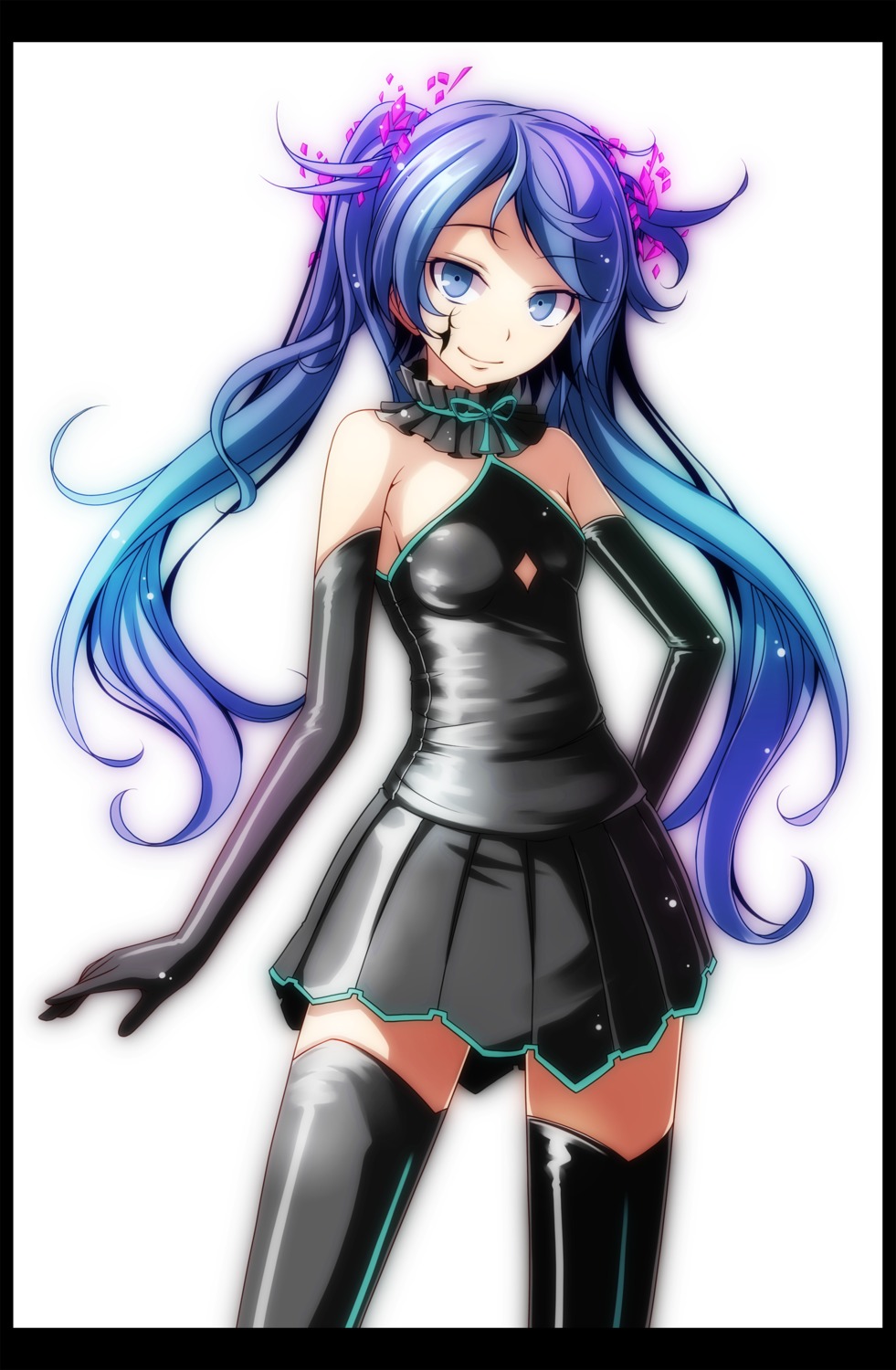 dress ghost_rule_(vocaloid) hatsune_miku tattoo thighhighs tsukishiro_saika vocaloid