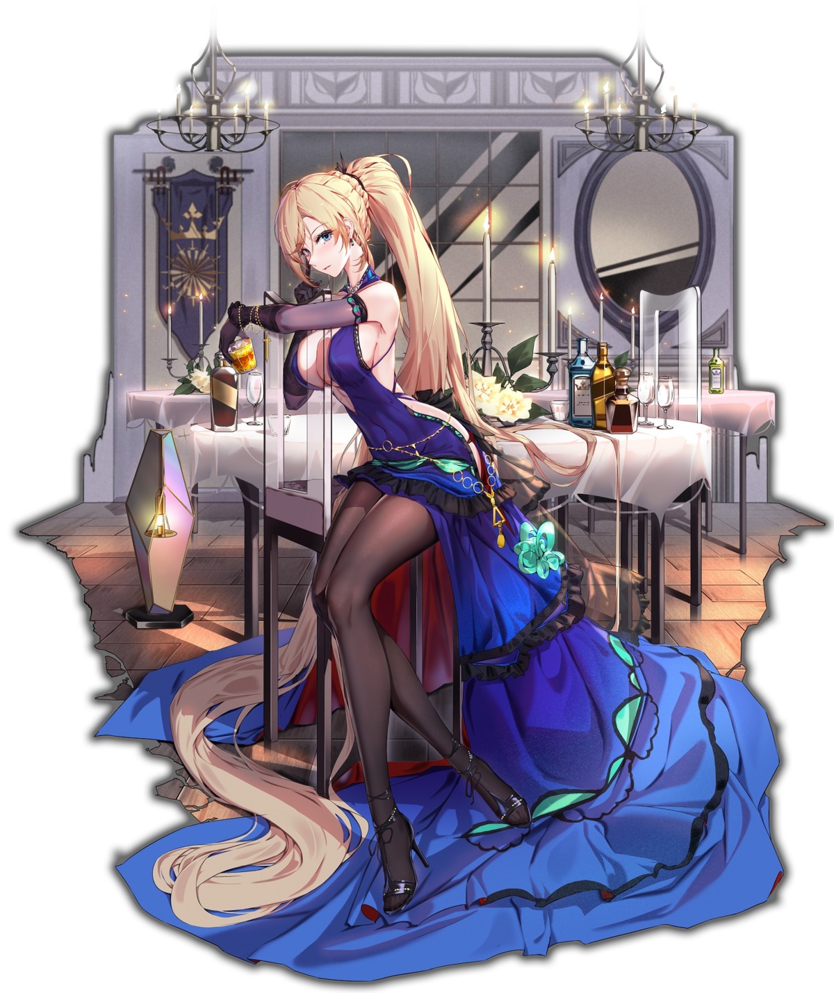 ark_order cleavage dress heels no_bra pantsu pantyhose you_ni_ge_shaobing