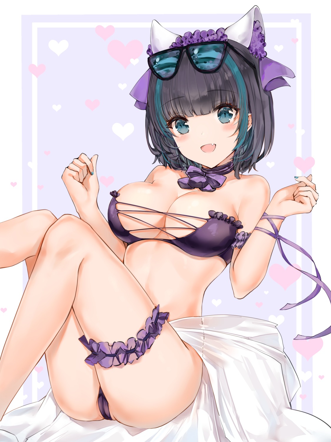 azur_lane bikini cameltoe cheshire_(azur_lane) garter megane swimsuits yukineko1018