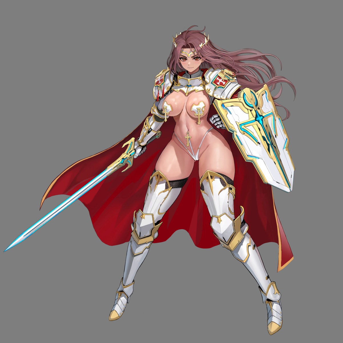 armor breasts last_origin no_bra pantsu pasties sword taesi thighhighs thong