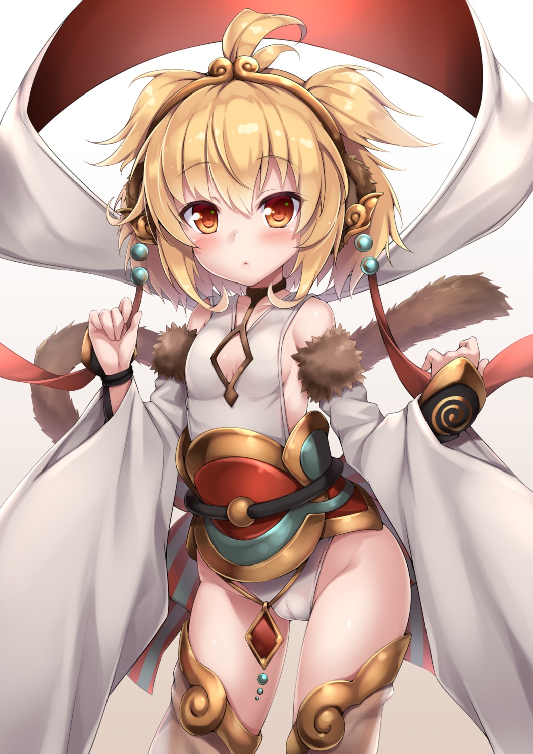 akizora_momiji andira_(granblue_fantasy) animal_ears cameltoe cleavage granblue_fantasy loli no_bra nopan see_through tail thighhighs