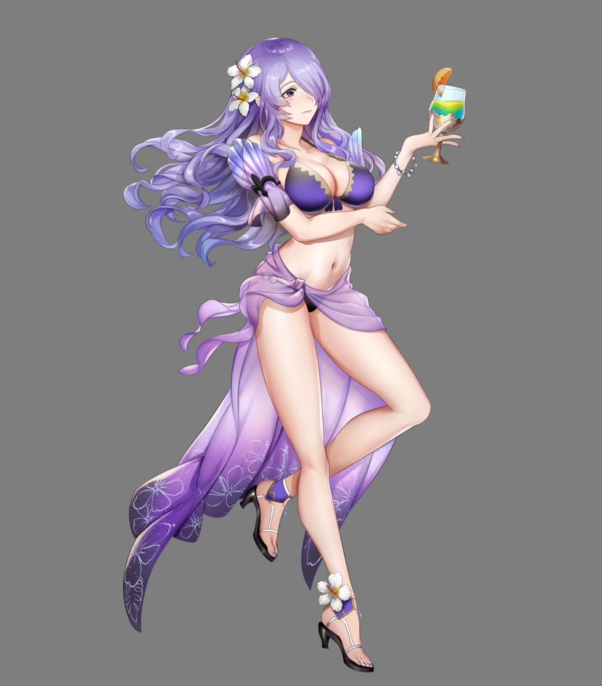 bikini camilla cleavage fire_emblem fire_emblem_heroes fire_emblem_if heels mikurou nintendo see_through swimsuits transparent_png