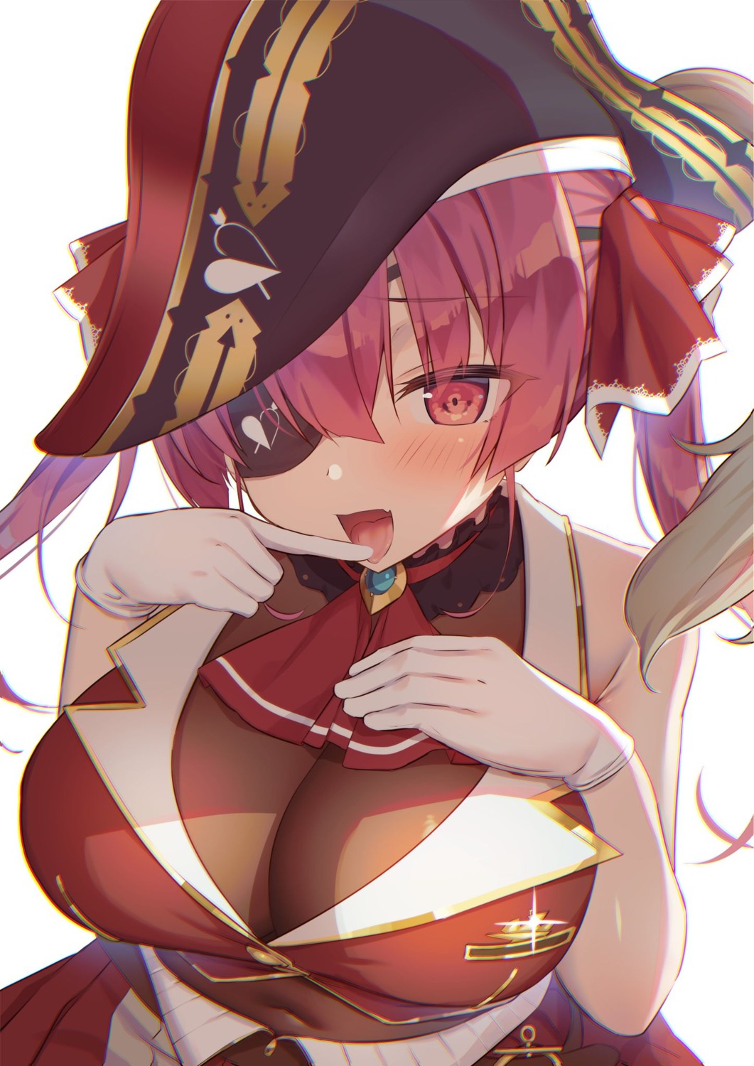 cleavage eyepatch hololive houshou_marine minatoaisu pirate