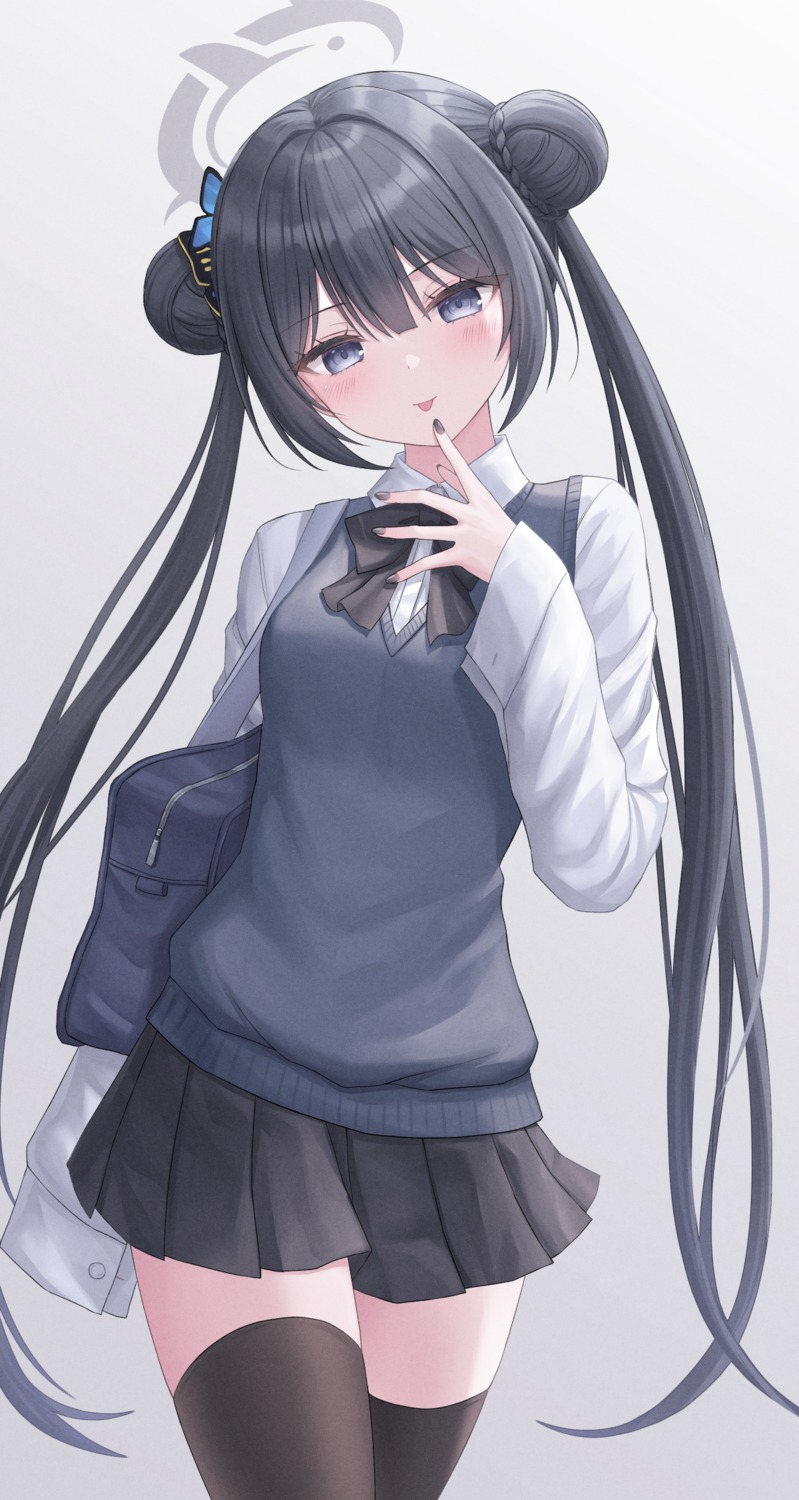 blue_archive halo ryuuge_kisaki seifuku seungju_lee sweater thighhighs