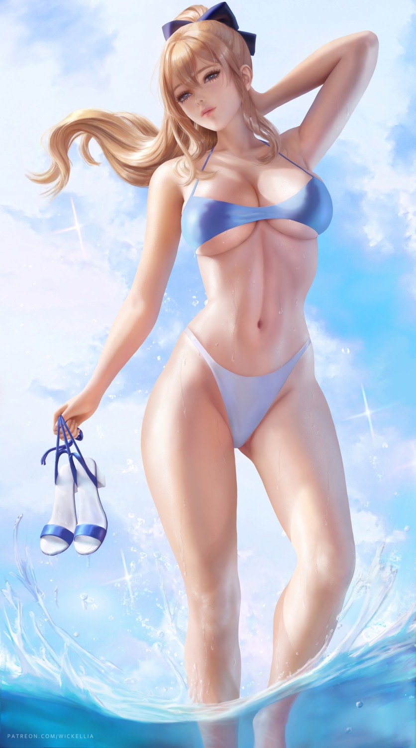 bikini genshin_impact heels jean_(genshin_impact) swimsuits wet wickellia