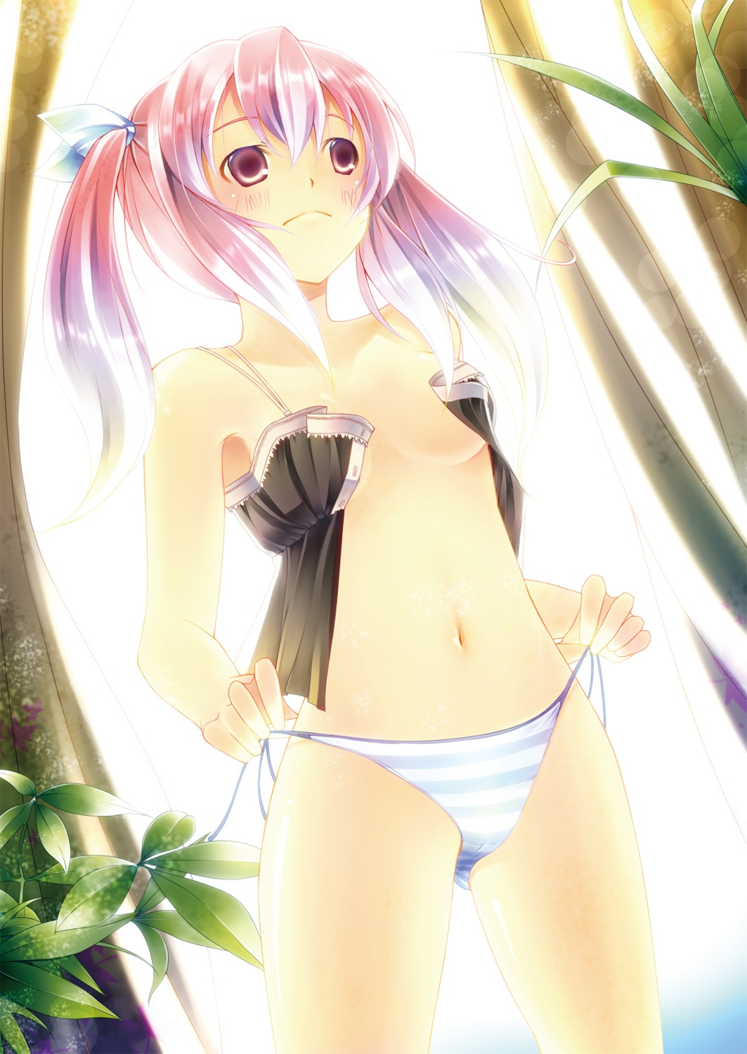 lingerie no_bra pantsu shimapan string_panties undressing yoshino_ryou