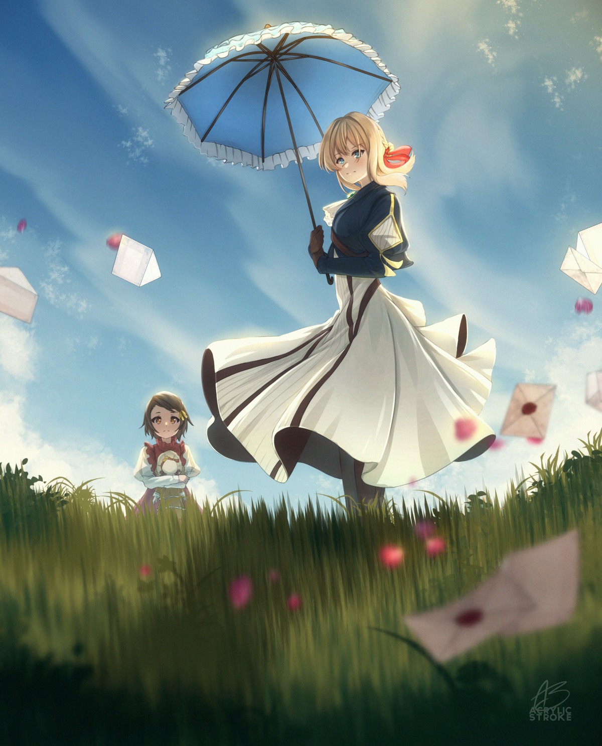 acrylicstroke ann_magnolia dress umbrella violet_evergarden violet_evergarden_(character)