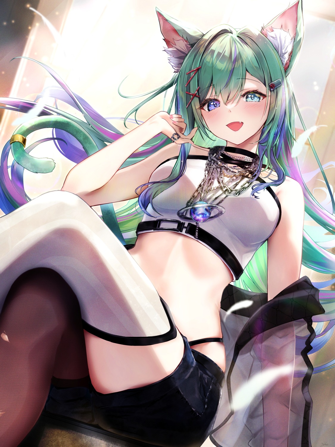 animal_ears heterochromia nekomimi tail thighhighs yuki_haru