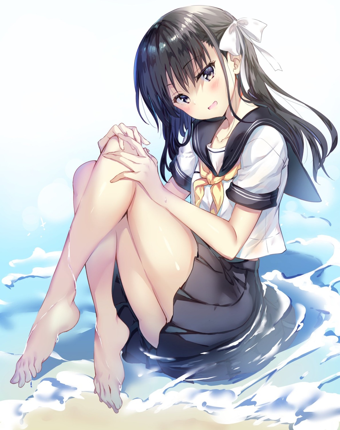 feet sansyoku_amido. seifuku skirt_lift wet