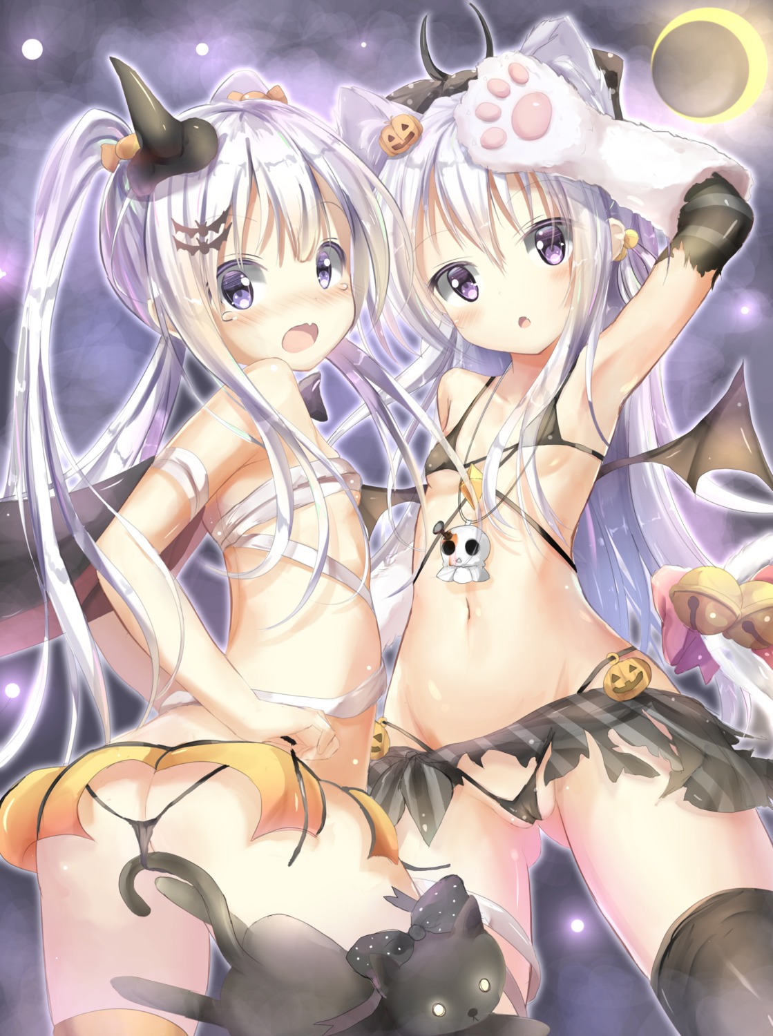 ass bandages bikini cameltoe halloween loli neko pantsu panty_pull sarashi shirakawa_neneko string_panties swimsuits thighhighs thong torn_clothes wardrobe_malfunction yonjyuugo