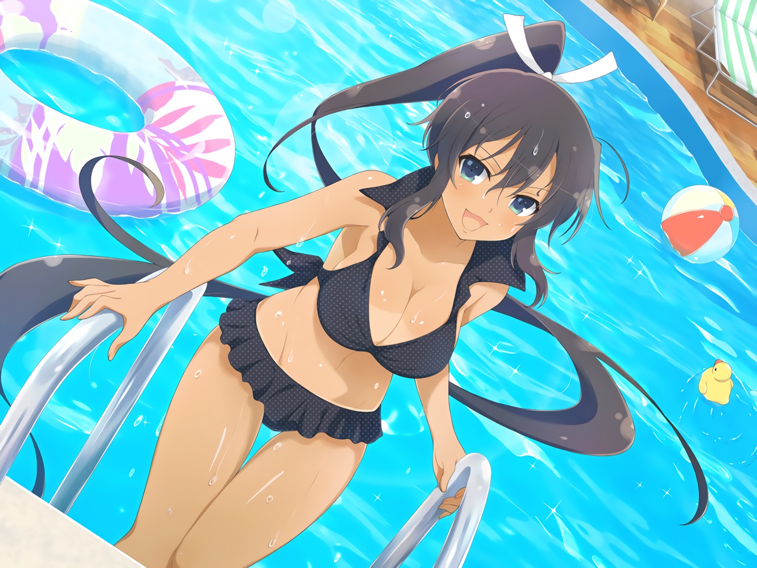 bikini cleavage homura_(senran_kagura) senran_kagura swimsuits tan_lines wet yaegashi_nan