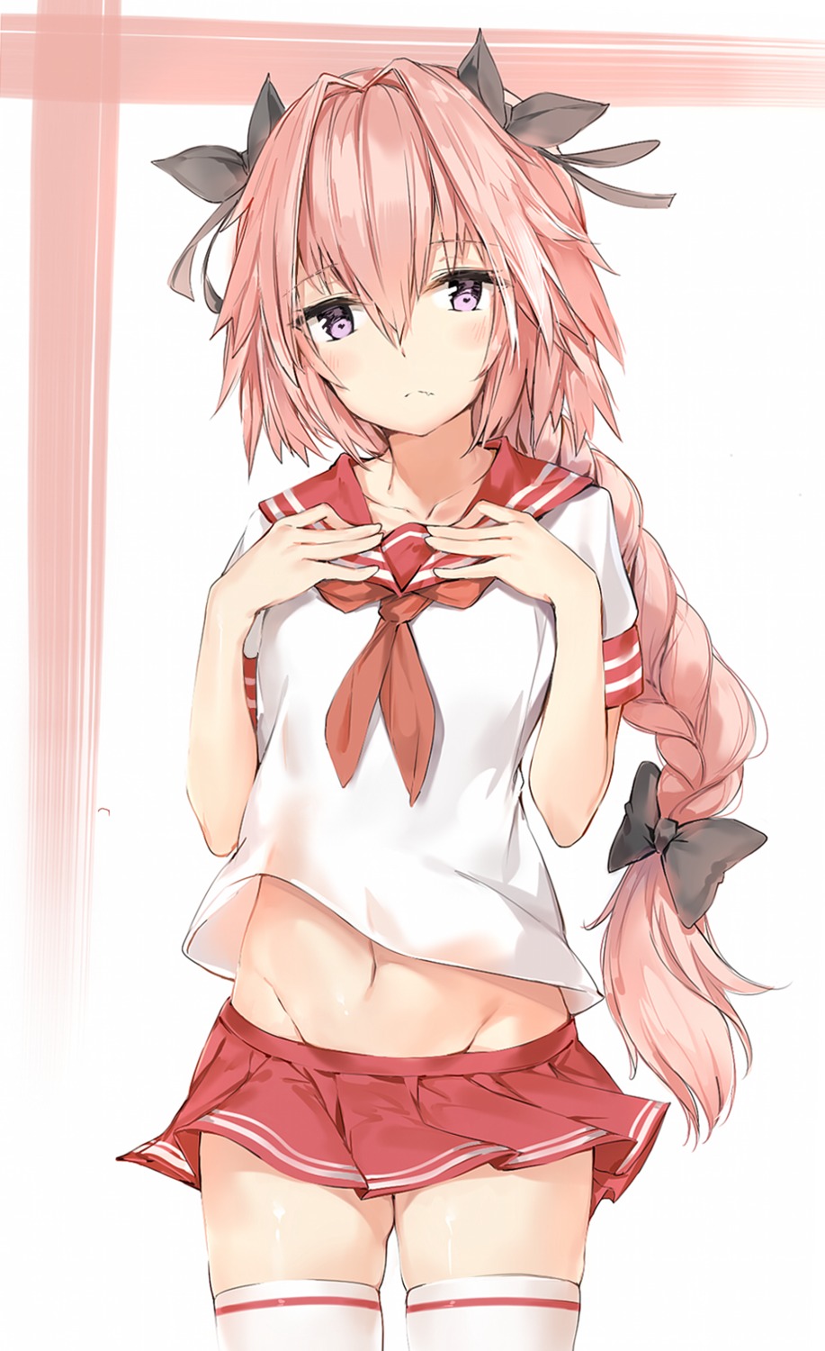 astolfo_(fate) fate/apocrypha fate/grand_order fate/stay_night seifuku silver_(chenwen) thighhighs trap