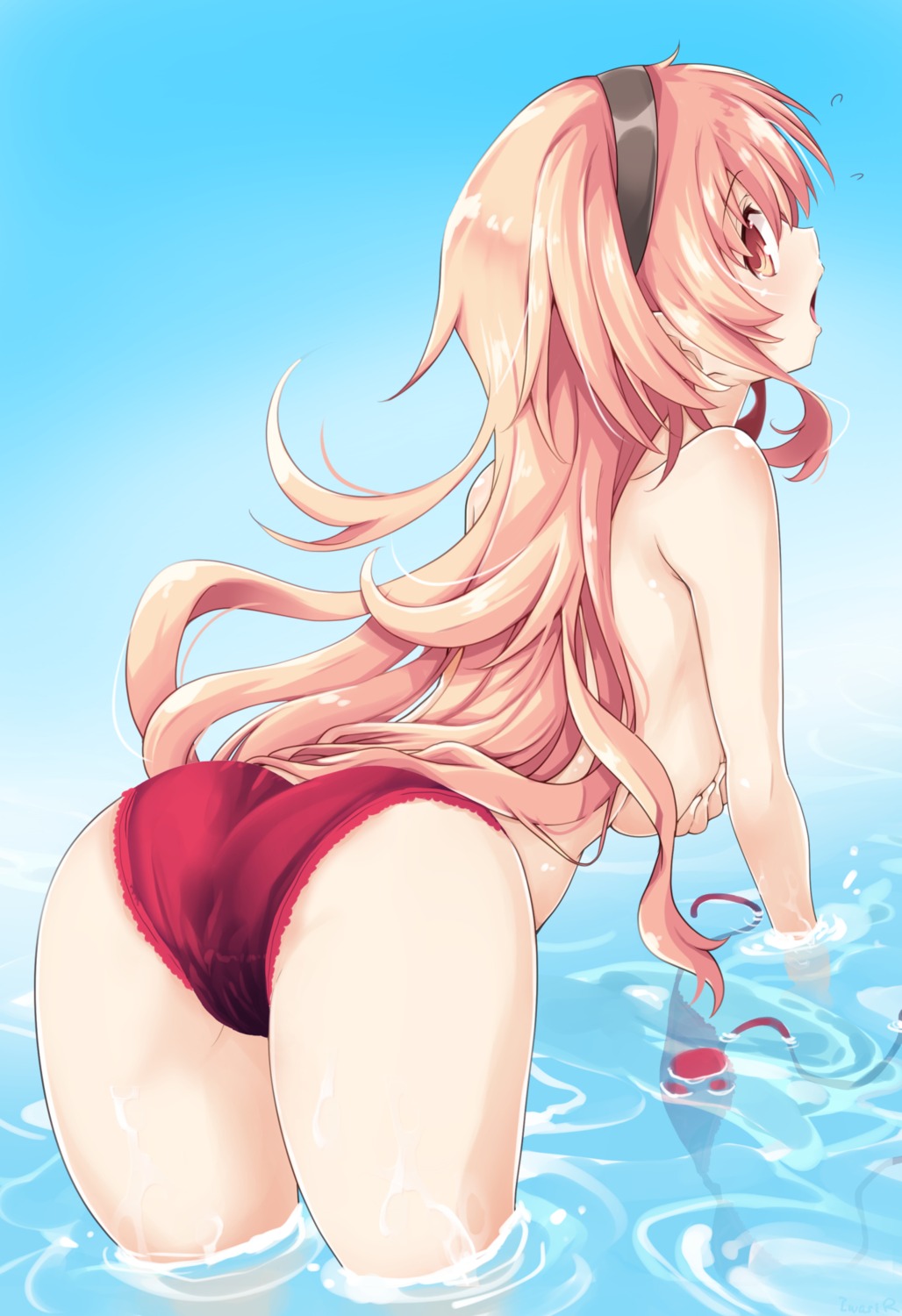 ass bikini breast_hold choujigen_game_neptune compa iwasi-r swimsuits topless wardrobe_malfunction wet