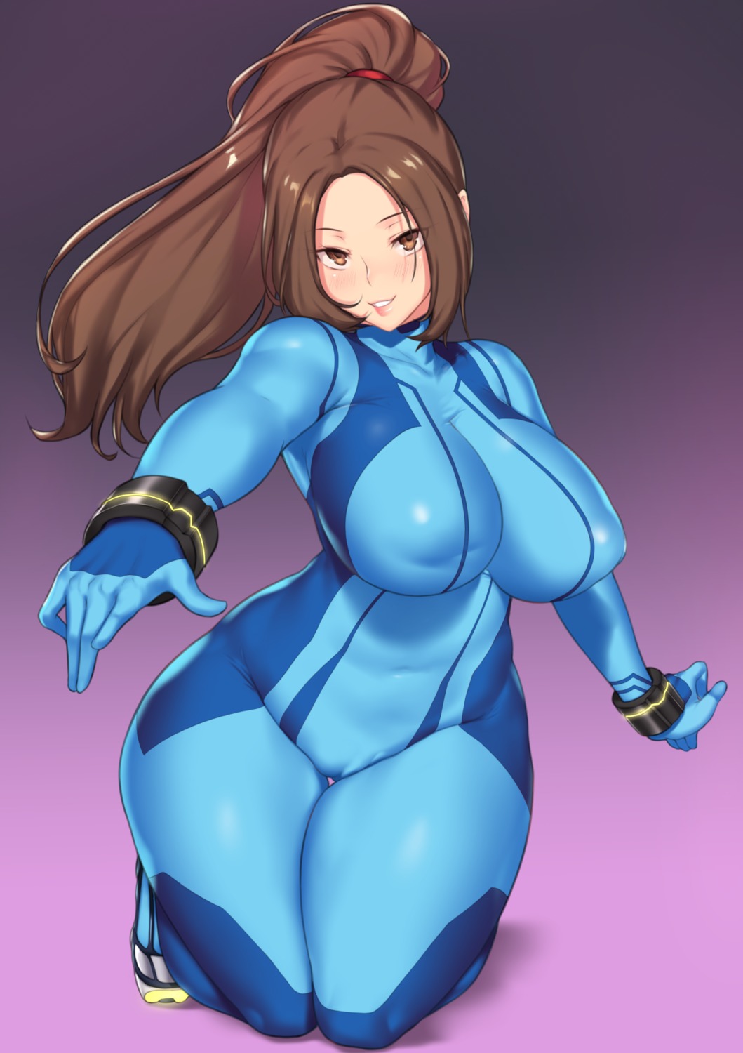 aster_crowley bodysuit cameltoe cosplay erect_nipples king_of_fighters metroid samus_aran shiranui_mai