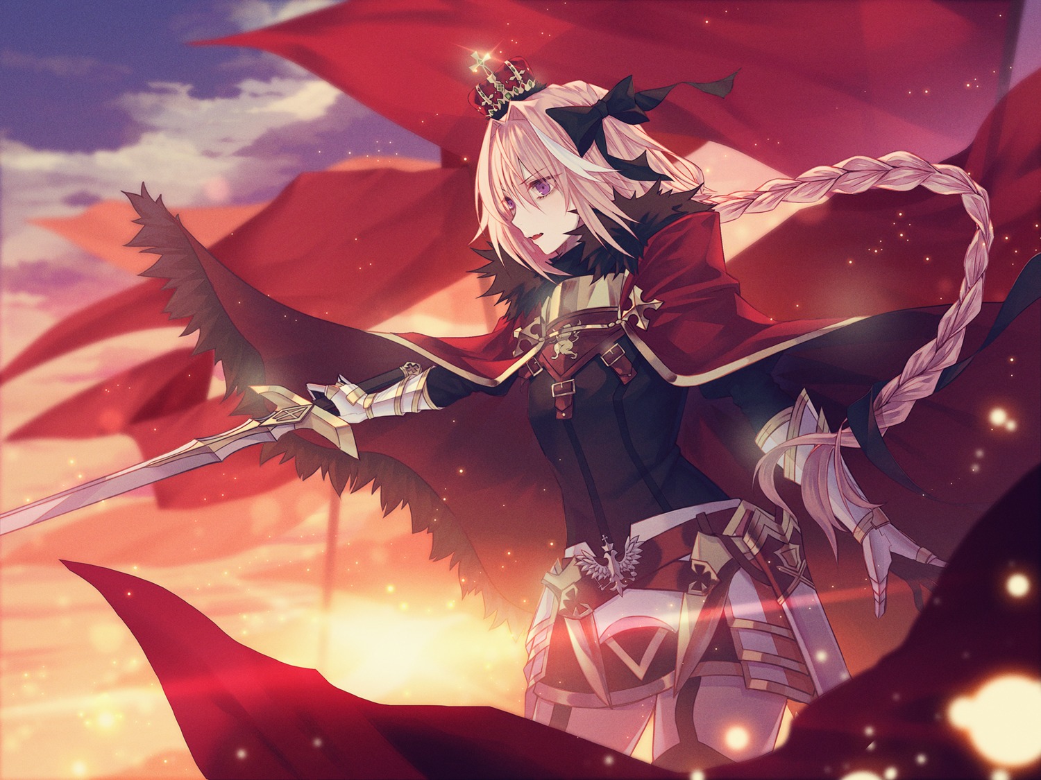 armor astolfo_(fate) fate/grand_order kancell stockings sword thighhighs trap