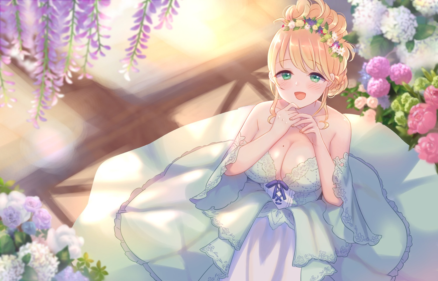 breast_hold dress gucchiann no_bra wedding_dress