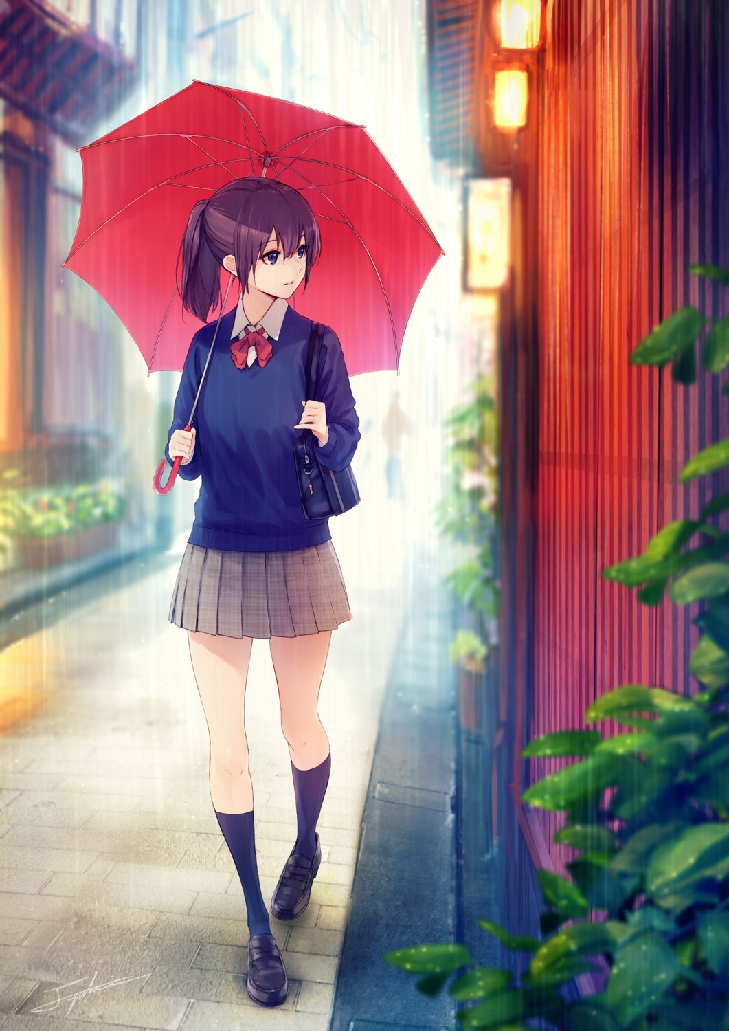 fuyuno_yuuki seifuku sweater umbrella