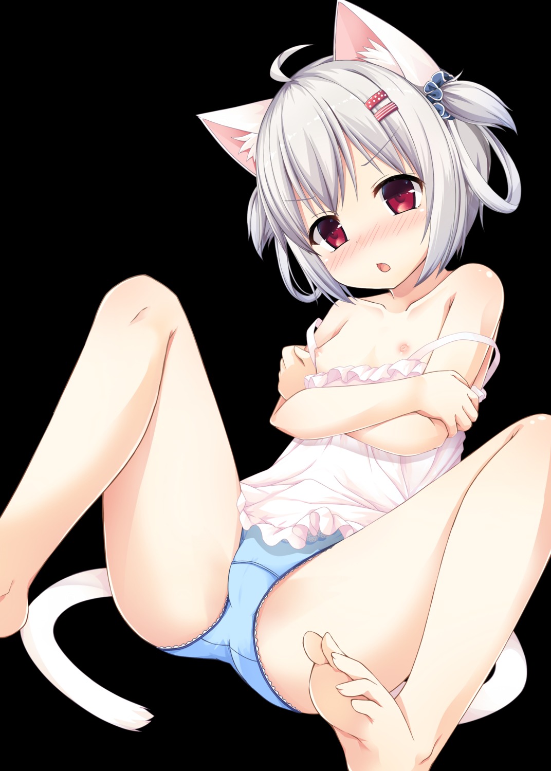 animal_ears breasts cameltoe feet lingerie loli nekomimi nipples open_shirt pantsu sakuraba_hikaru tail