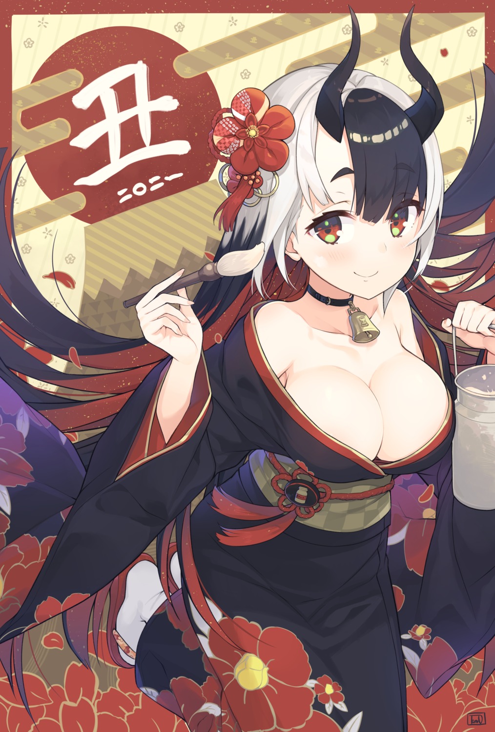 horns kimono no_bra open_shirt tam-u